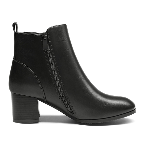 Chelsea Chunky Block Heel Booties - BLACK PU - 3
